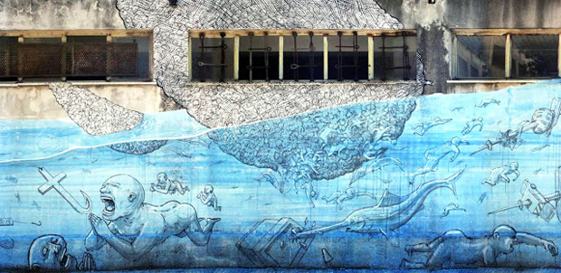 Blu - Street art - Messina - Teatro Pinelli - Messina - Casa del Portuale - foto da web